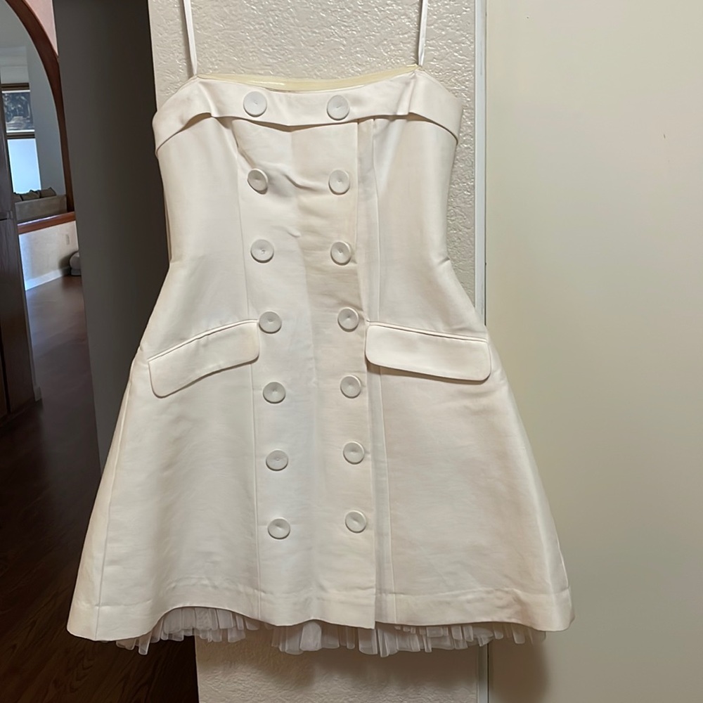 Bcbg strapless suiting dress I’m color gardenia